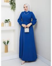 yaka detaylı elbise asm244 indigo 7