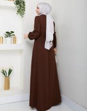 yaka detaylı elbise asm244 kahve 6
