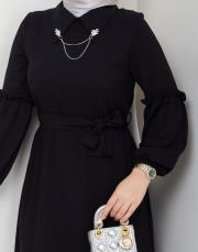 yaka detaylı elbise asm244 siyah 3