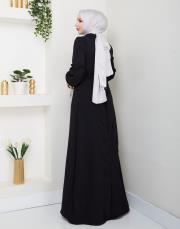 yaka detaylı elbise asm244 siyah 5