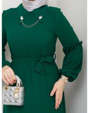 yaka detaylı elbise asm244 zümrüt 6