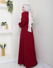 yaka detaylı elbise asm244 bordo 5