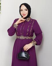 leopar desen gömlek asm246 mürdüm 5