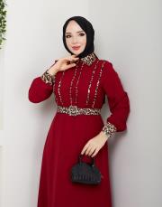 leopar desen gömlek asm246 bordo 3