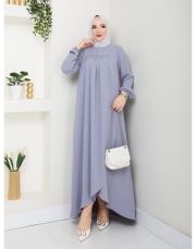 dubai kumaş yazlık elbise asm157 gri 9