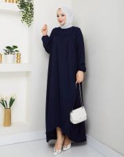 dubai kumaş yazlık elbise asm157 lacivert 6