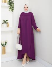 dubai kumaş yazlık elbise asm157 mürdüm 2