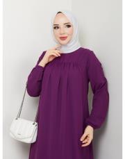 dubai kumaş yazlık elbise asm157 mürdüm 4