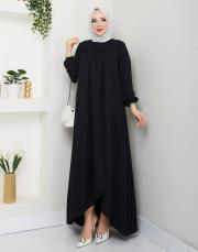 dubai kumaş yazlık elbise asm157 siyah