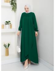 dubai kumaş yazlık elbise asm157 zümrüt 2