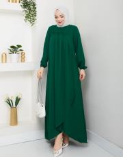 dubai kumaş yazlık elbise asm157 zümrüt 3