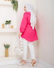 yaka detaylı yazlık tunik asm228 fuşya 2