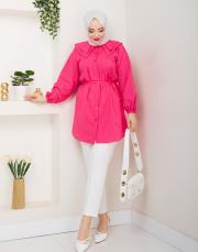yaka detaylı yazlık tunik asm228 fuşya 5