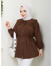 yaka detaylı yazlık tunik asm228 kahve 3