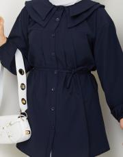 yaka detaylı yazlık tunik asm228 lacivert