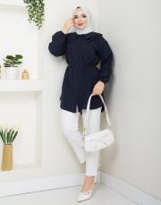 yaka detaylı yazlık tunik asm228 lacivert 4