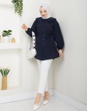 yaka detaylı yazlık tunik asm228 lacivert 5