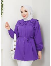 yaka detaylı yazlık tunik asm228 lila 7