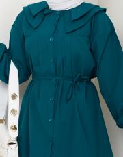 yaka detaylı yazlık tunik asm228 petrol mavisi 3