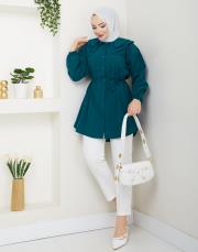 yaka detaylı yazlık tunik asm228 petrol mavisi 6
