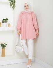yaka detaylı yazlık tunik asm228 pudra