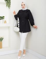 yaka detaylı yazlık tunik asm228 siyah