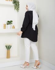 yaka detaylı yazlık tunik asm228 siyah 5