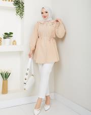 yaka detaylı yazlık tunik asm228 vizon 2