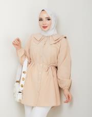 yaka detaylı yazlık tunik asm228 vizon 3