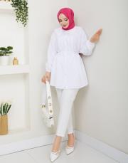 yaka detaylı yazlık tunik asm228 beyaz 2