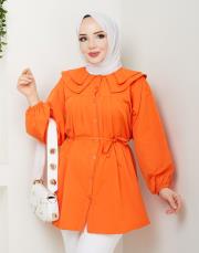 yaka detaylı yazlık tunik asm228 oranj 3