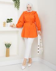 yaka detaylı yazlık tunik asm228 oranj 5