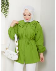 yaka detaylı yazlık tunik asm228 fıstık yeşili 4