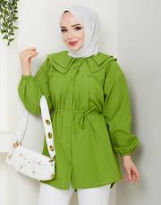 yaka detaylı yazlık tunik asm228 fıstık yeşili 5