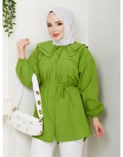 yaka detaylı yazlık tunik asm228 fıstık yeşili 6