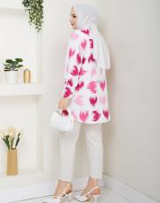 fırça desenlı tunik asm250 fuşya 3