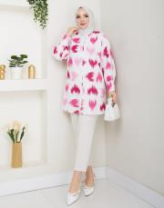 fırça desenlı tunik asm250 fuşya 4