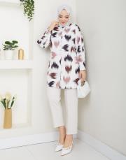 fırça desenlı tunik asm250 kahve