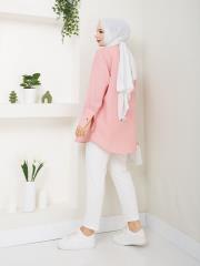 cep ve manşet detaylı zincirli yazlık tunik asm2068 pudra 4