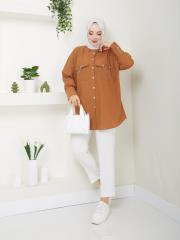 cep ve manşet detaylı zincirli yazlık tunik asm2068 taba 2