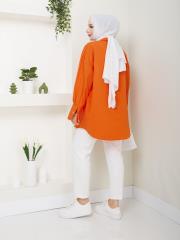 cep ve manşet detaylı zincirli yazlık tunik asm2068 oranj 4