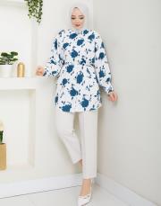 yaprak desen asm250 petrol mavisi