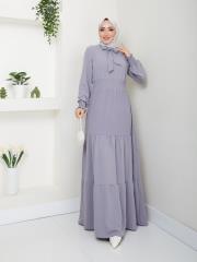 beli gipeli yazlık elbise asm217 gri 2