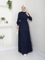 beli gipeli yazlık elbise asm217 lacivert 2