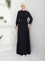 beli gipeli yazlık elbise asm217 siyah