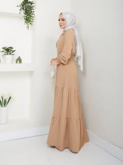 beli gipeli yazlık elbise asm217 vizon 4